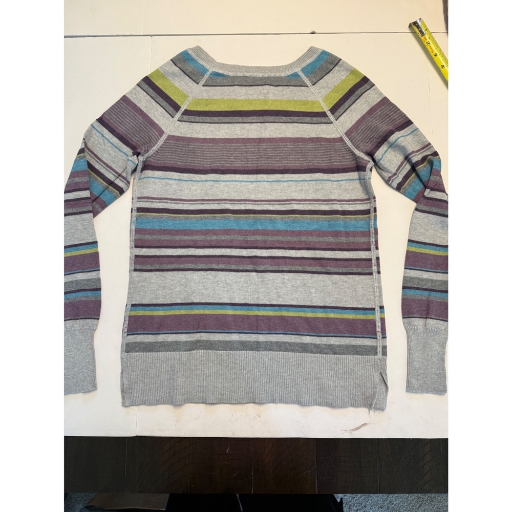 Sonoma Life + Style Womens Small Striped Knit Sweater Grey Purple Blue Green - Picture 7 of 7